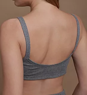 Latex Free Organic Cotton Drawstring Bra Melange Grey 34B