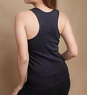 Latex Free Organic Cotton Racerback Tank Top Melange Black 8
