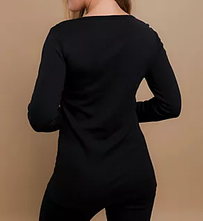 Latex Free Organic Cotton Long Sleeve Thermal Tee Black 8