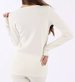 Latex Free Organic Cotton Long Sleeve Thermal Tee Natural 4