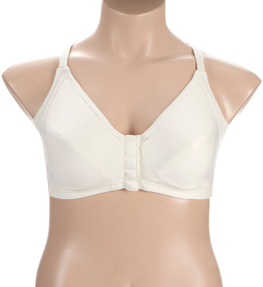 Cottonique Deborah Latex-Free Support Wireless Racerback Bra Natural 44DD  - Image 1
