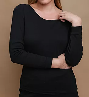 Latex Free Organic Cotton Long Sleeve Ribbed Tee Black S