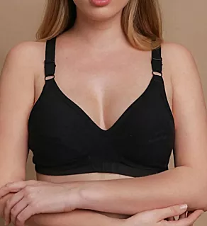 Latex Free Organic Cotton Racerback Pullover Bra Black 34B