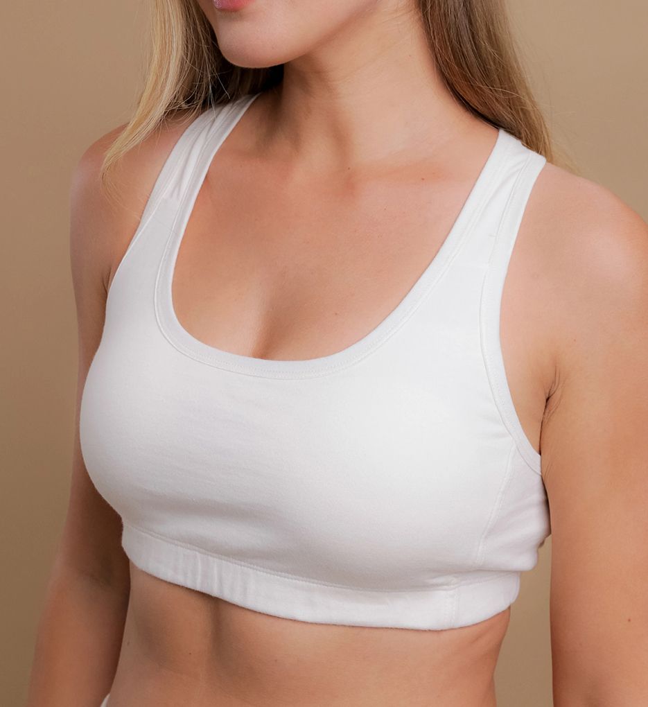 Cottonique (2172630): Cottonique W12299 Latex Free Organic Cotton Racerback Croptop Bra (Natural XS)