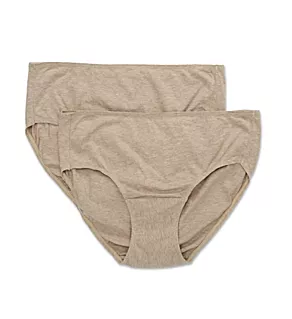 Latex Free Organic Cotton Brief Panty - 2 Pack Pebble Melange Brown 7