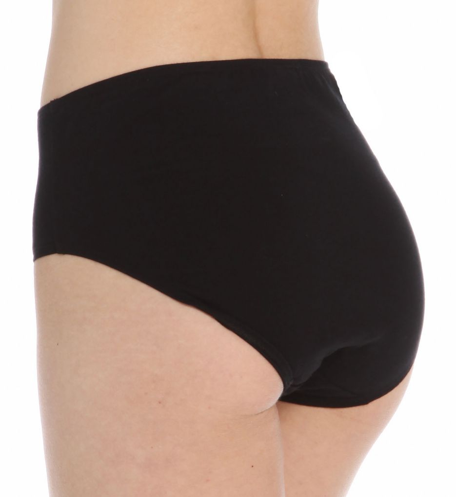 Women's Cottonique W22207 Latex Free Organic Cotton High Cut Panty - 2 Pack  (Black 4)