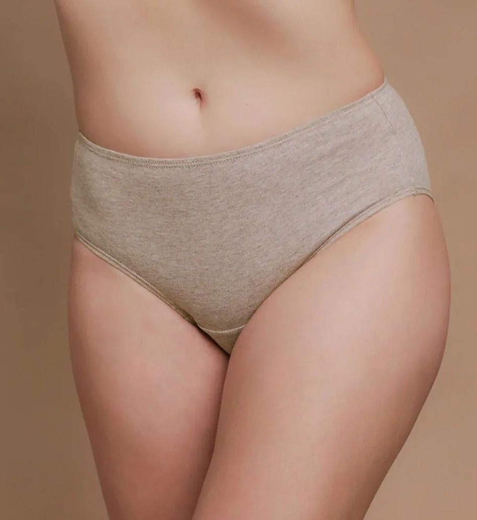 Cottonique Latex Free Organic Cotton Brief Panty - 2 Pack Pebble Melange Brown 6  - Image 1
