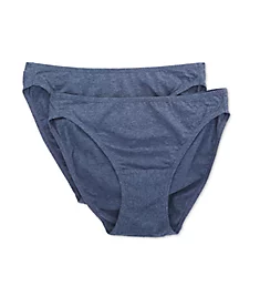 Latex Free Organic Cotton Low Rise Panty - 2 Pack Melange Blue 4