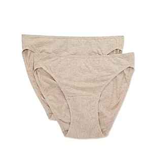 Latex Free Organic Cotton Low Rise Panty - 2 Pack Melange Brown 4