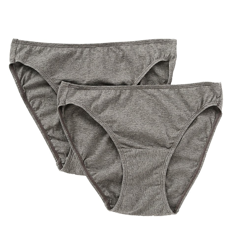 Cottonique - Cottonique W22206 Latex Free Organic Cotton Bikini Panty - 2 Pack (Melange 9)