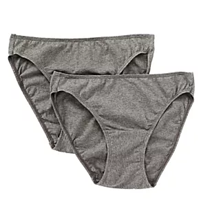 Latex Free Organic Cotton Bikini Panty - 2 Pack Melange Grey 4