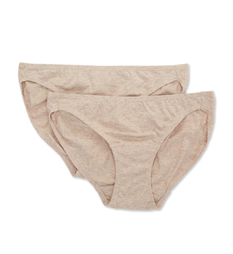 Women's Cottonique W22206 Latex Free Organic Cotton Bikini Panty - 2 Pack  (Black 7) 