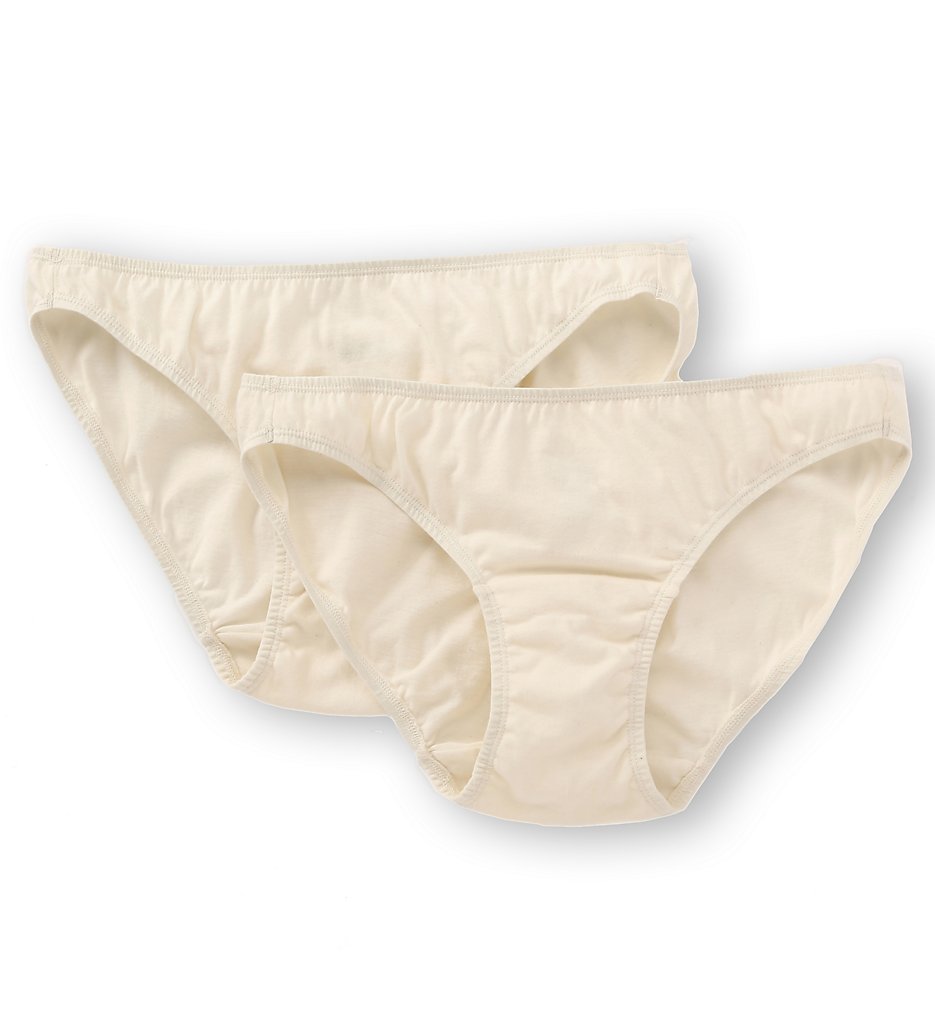 Cottonique - Cottonique W22206C Latex Free Organic Cotton Bikini Panty - 2 Pack (Natural 9)