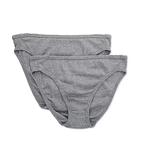 Latex Free Organic Cotton High Cut Panty - 2 Pack Heather Grey 8
