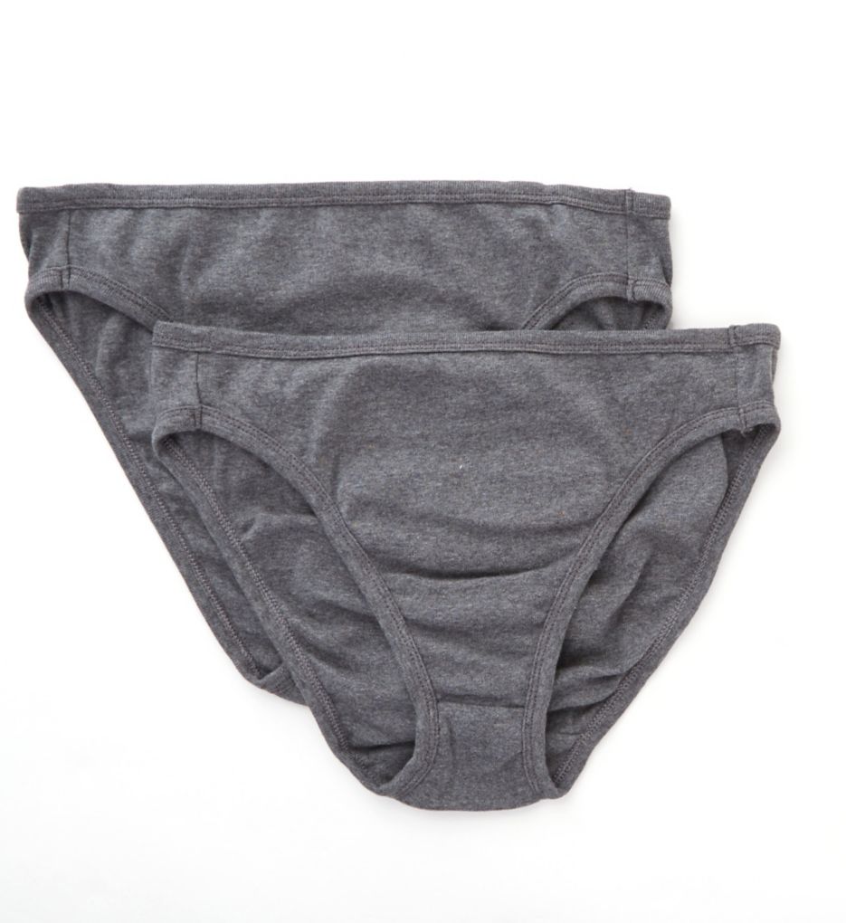 Cottonique (1984070): Cottonique W22207 Latex Free Organic Cotton High Cut Panty - 2 Pack (Melange 9)