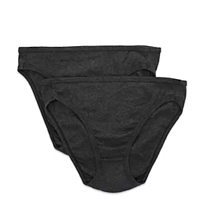 Latex Free Organic Cotton High Cut Panty - 2 Pack Melange Black 6