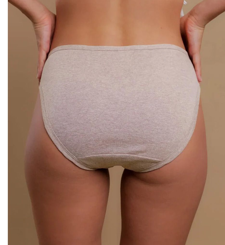 Cottonique Latex Free Organic Cotton High Cut Panty - 2 Pack Pebble Melange Brown 6  - Image 2
