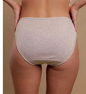Latex Free Organic Cotton High Cut Panty - 2 Pack Pebble Melange Brown 9