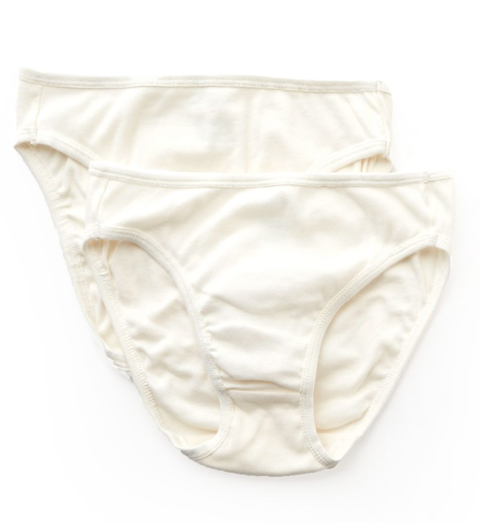 Cottonique : Cottonique W22207C Natural Organic Cotton High Cut Panty - 2 Pack (Natural 9)