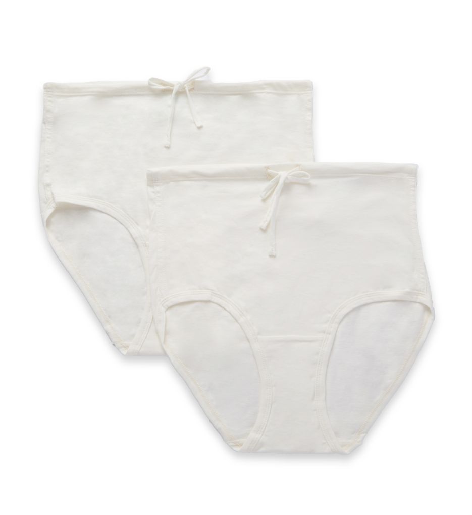 Cottonique (2142073): Cottonique W22219 Latex Free Organic Cotton Drawstring Brief 2 Pack (Natural 9)