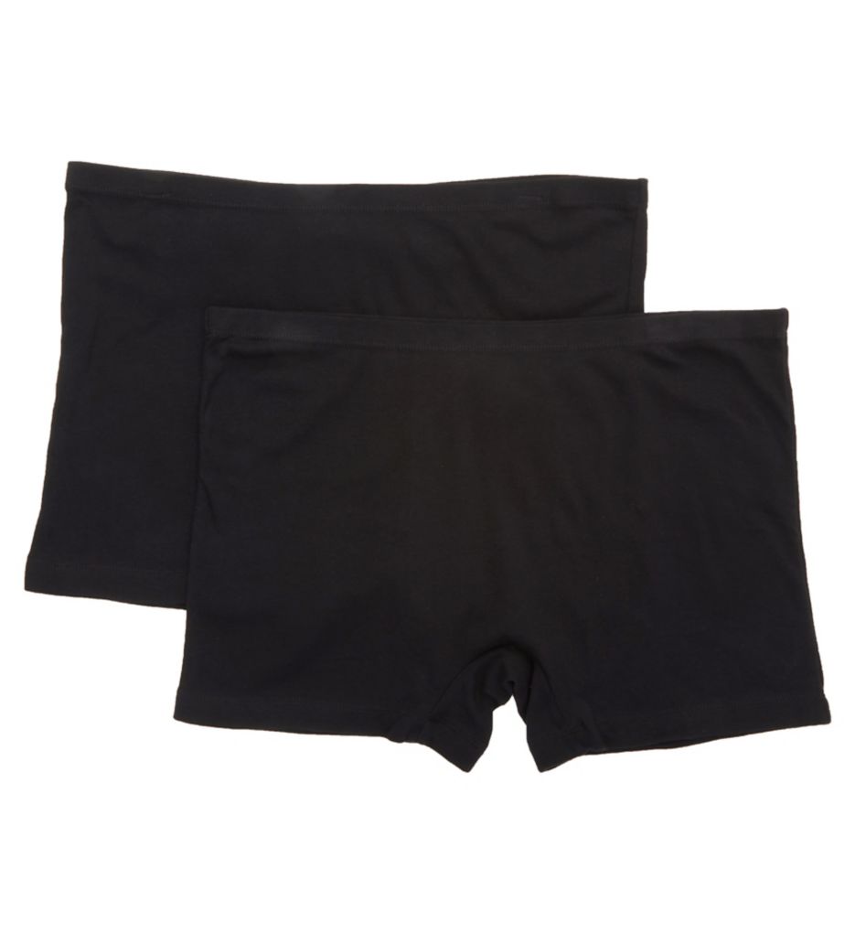 Cottonique Women's Latex Free Organic Cotton Boyleg Panty - 2 Pack in Black | Plus Size 6 | HerRoom.com