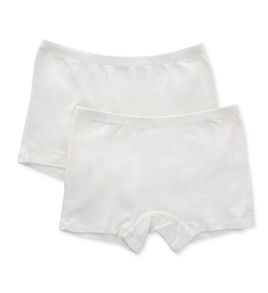 Cottonique Women's Latex Free Organic Cotton Boyleg Panty - 2 Pack in Beige | Plus Size 6 | HerRoom.com