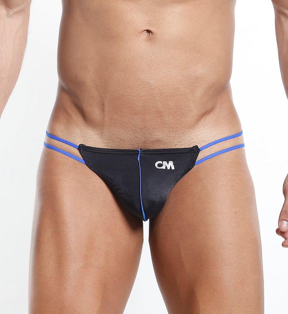Cover Male CML005 Double Strap Stretch G-String (Black/Blue)