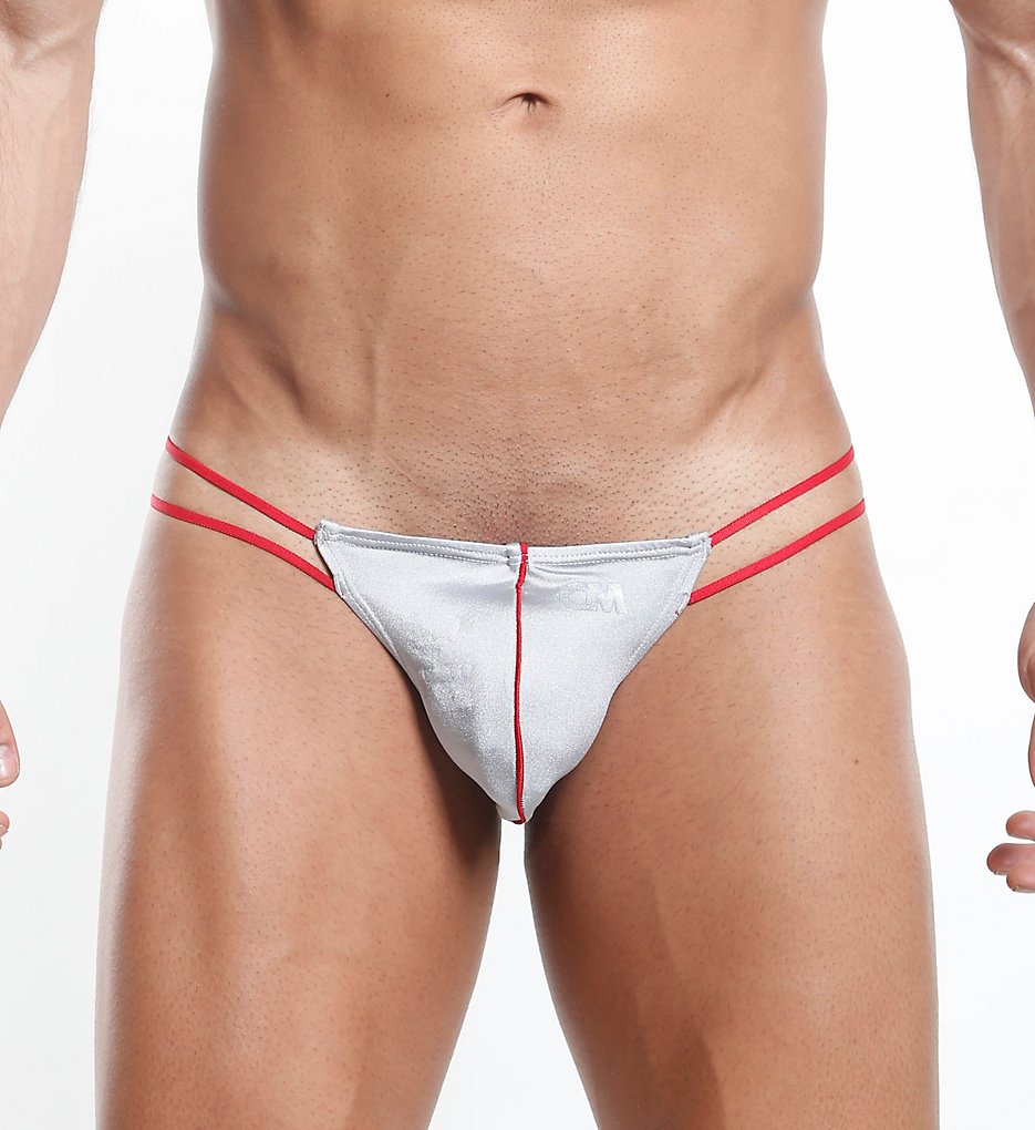Cover Male CML005 Double Strap Stretch G-String (Grey/Red)