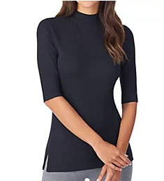 Softwear with Stretch Elbow Sleeve Mock Neck Top Black L
