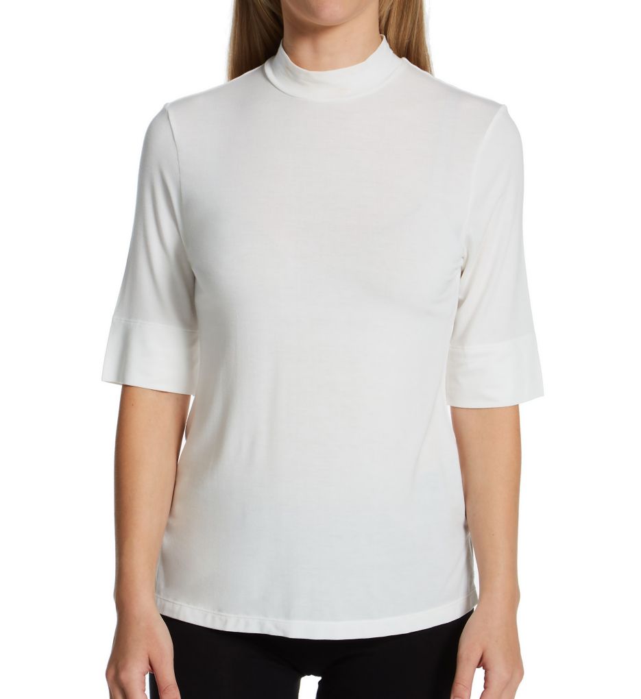 Softwear with Stretch Elbow Sleeve Mock Neck Top