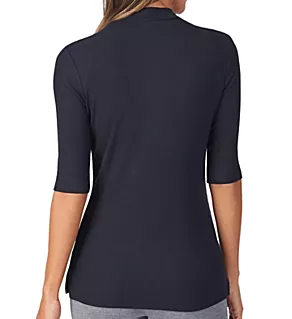 Softwear with Stretch Elbow Sleeve Mock Neck Top Black L