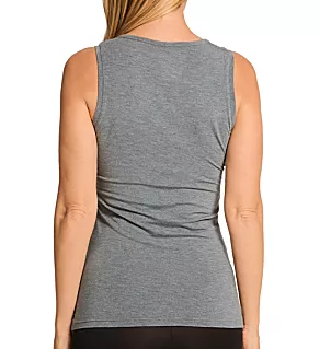 Crew Tank with Lace Charcoal Heather S