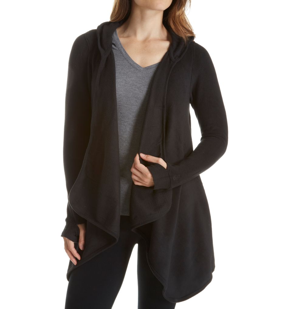 Fleecewear With Stretch Long Sleeve Hooded Wrap-Up-fs