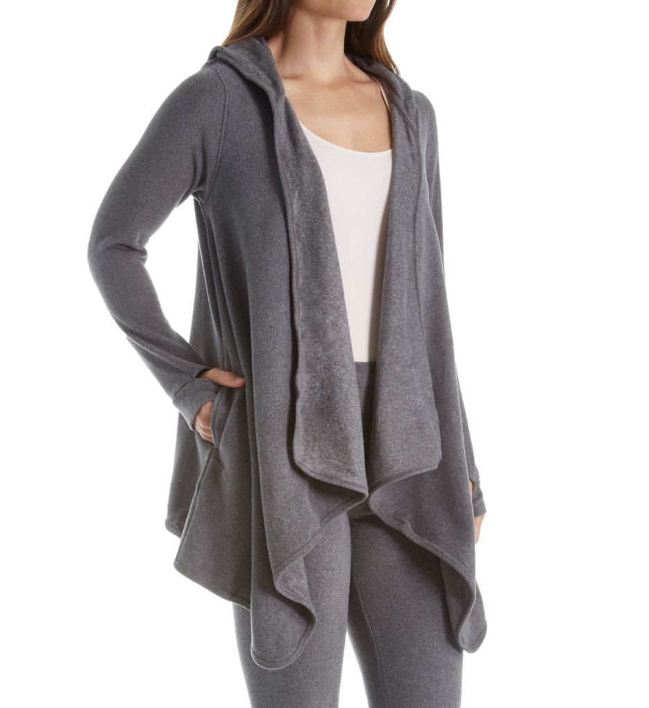 Fleecewear With Stretch Long Sleeve Hooded Wrap-Up-gs