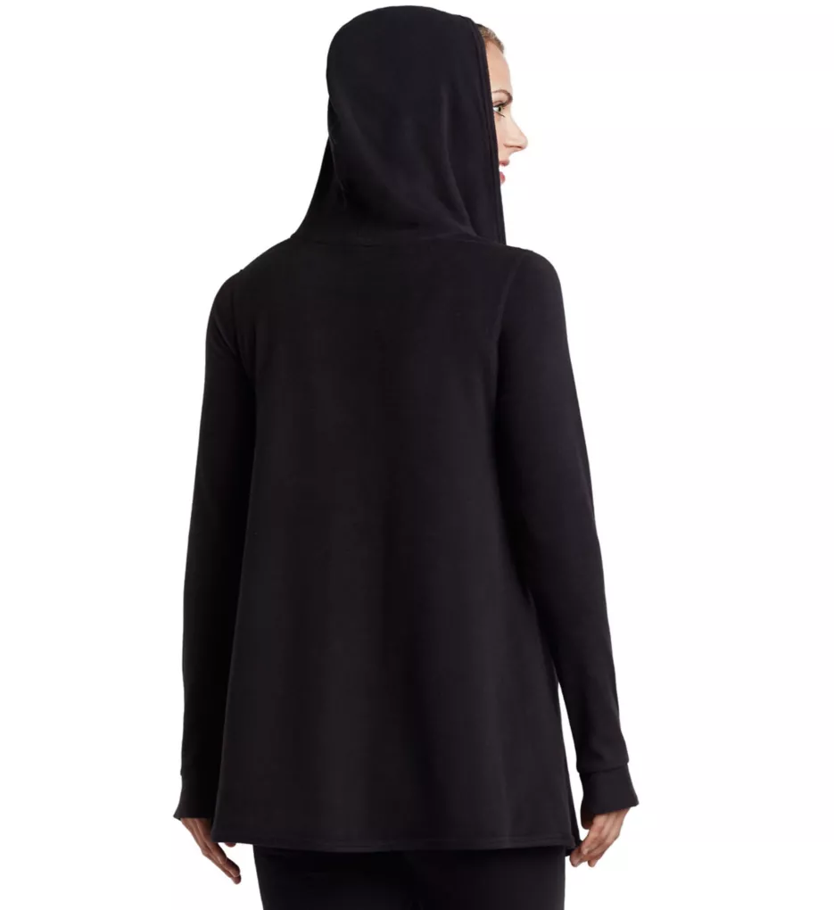 Fleecewear with Stretch Long Sleeve Hooded Wrap Up Black S/M