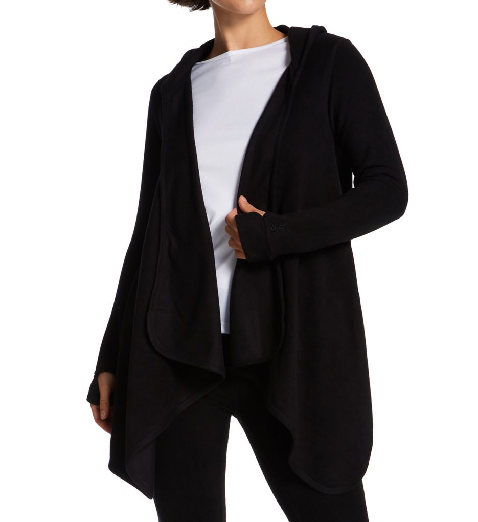 Fleecewear with Stretch Long Sleeve Hooded Wrap Up