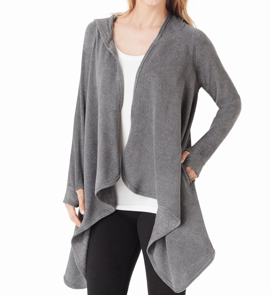 Fleecewear with Stretch Long Sleeve Hooded Wrap Up