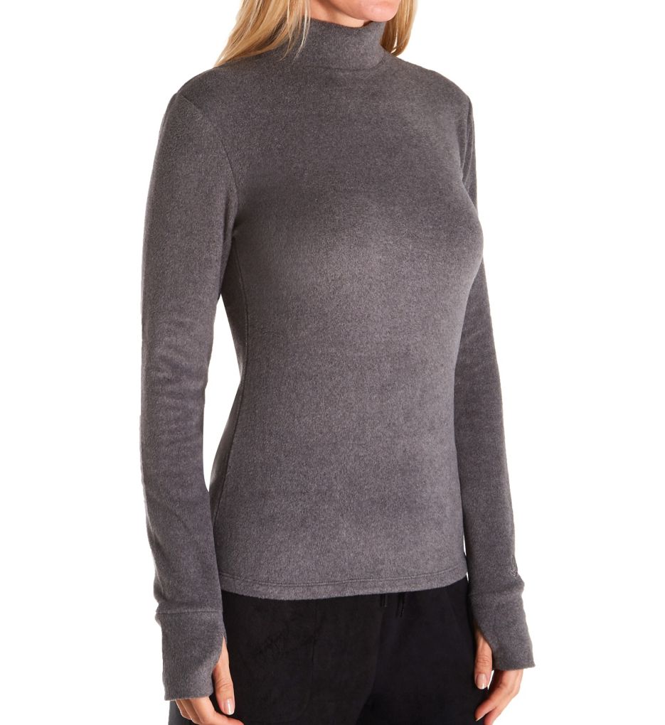 Fleecewear with Stretch Long Sleeve Mock Neck Top