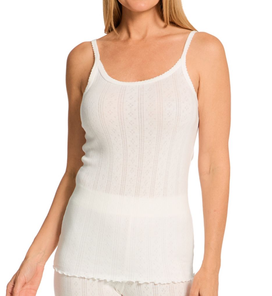 Cuddl Duds Cotton Pointelle Camisole Ivory M  - Image 1