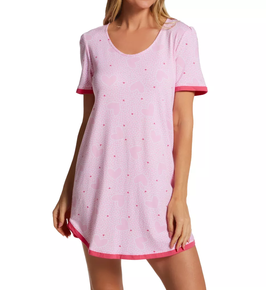 Short Sleeve Printed Sleep Shirt Pink Heart S