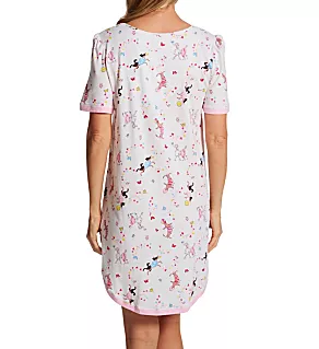 Short Sleeve Printed Sleep Shirt Ivory Print M