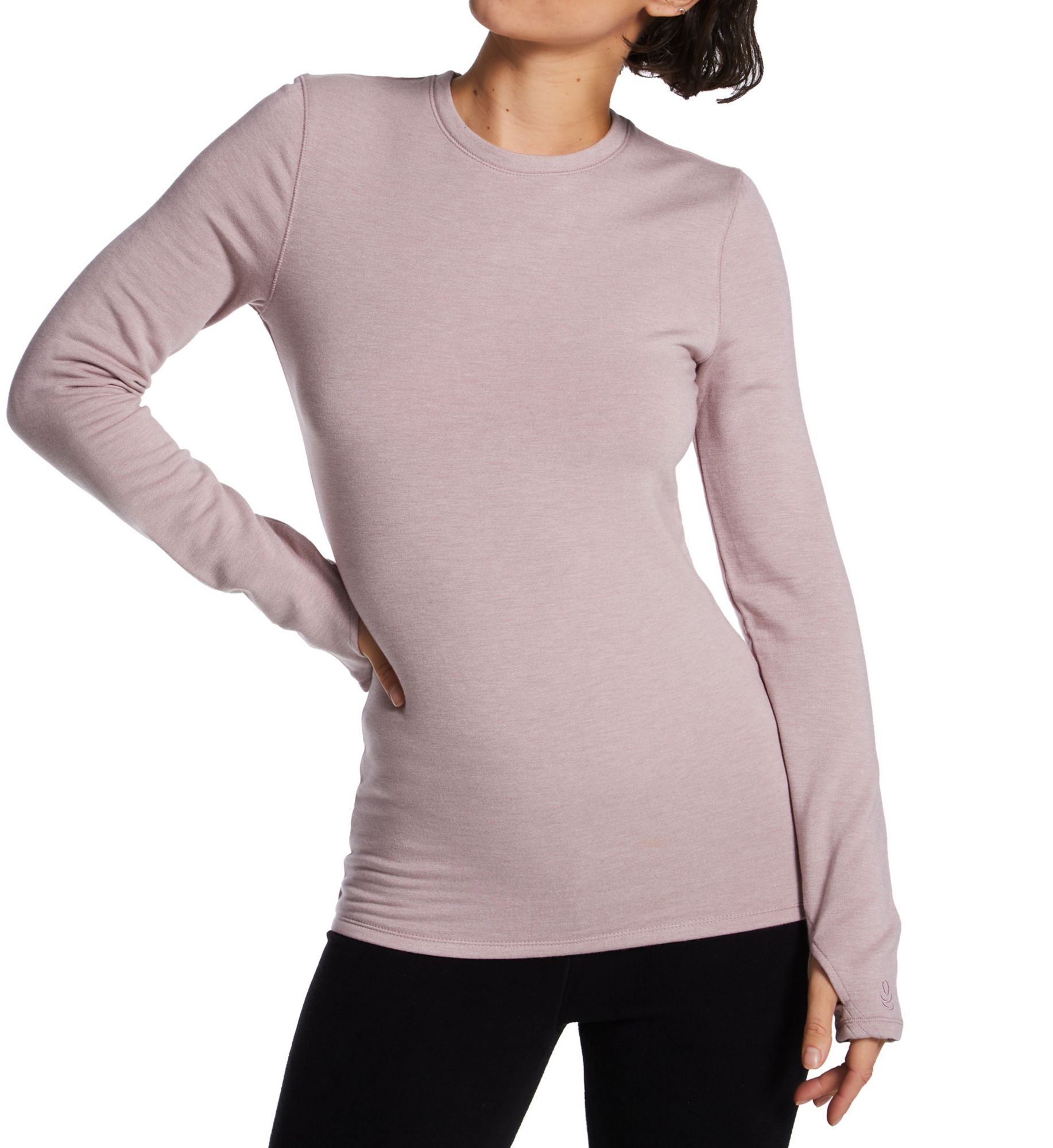 Cuddl Duds Women's Ultra Cozy Long Sleeve Crew Neck Top Mauve Shadow Heather | Size: Small | HerRoom.com