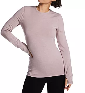 Ultra Cozy Long Sleeve Crew Neck Top Mauve Shadow Heather L