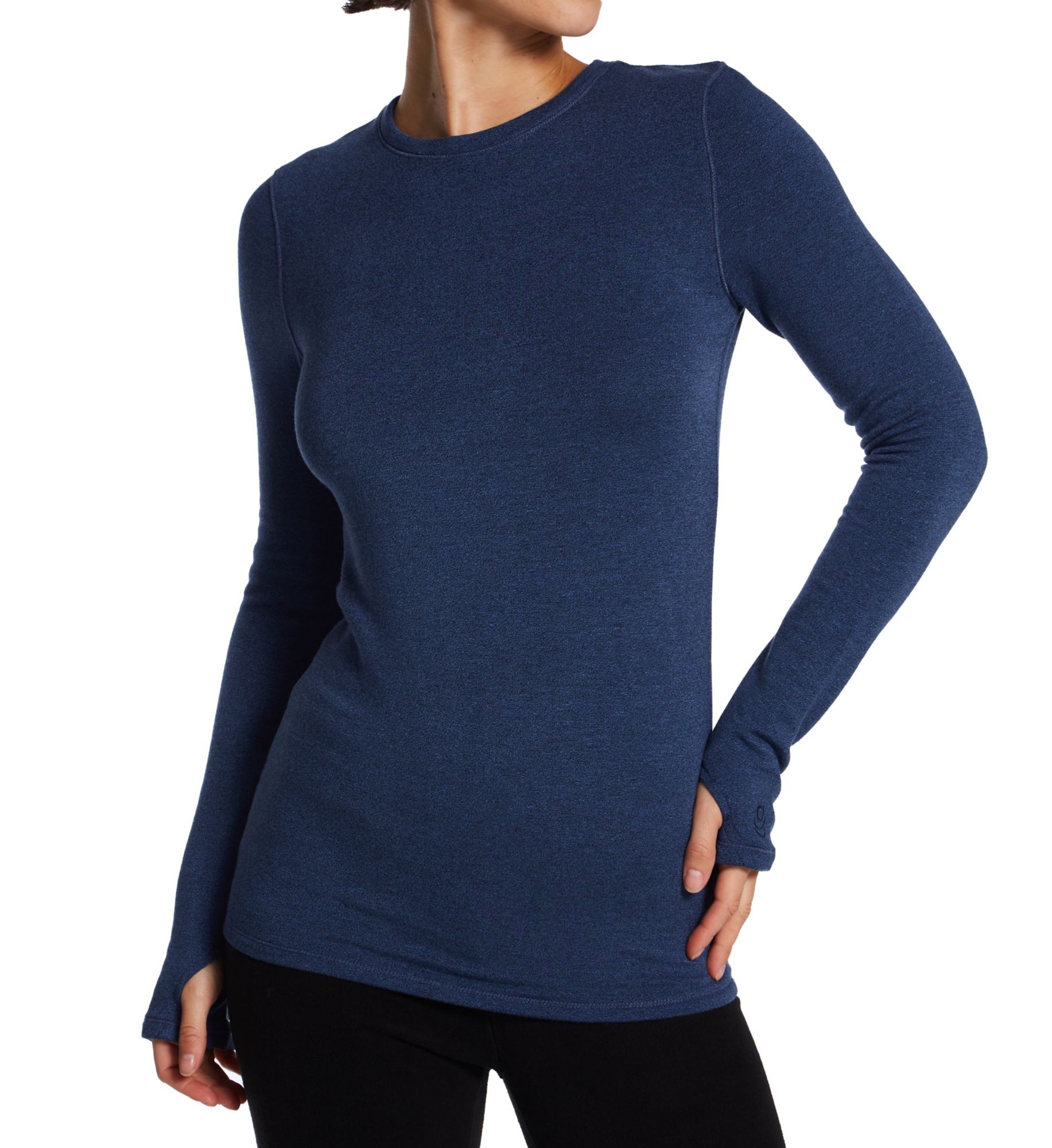 Cuddl Duds Women's Ultra Cozy Long Sleeve Crew Neck Top in Ultramarine Heather | Size: Large | HerRoom.com