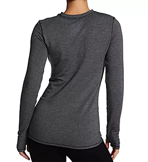 Ultra Cozy Long Sleeve Crew Neck Top Charcoal Heather L