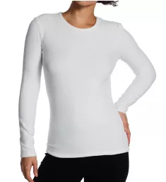 Fleecewear with Stretch Long Sleeve Crew Top Ivory XL