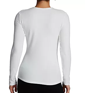 Fleecewear with Stretch Long Sleeve Crew Top Ivory S