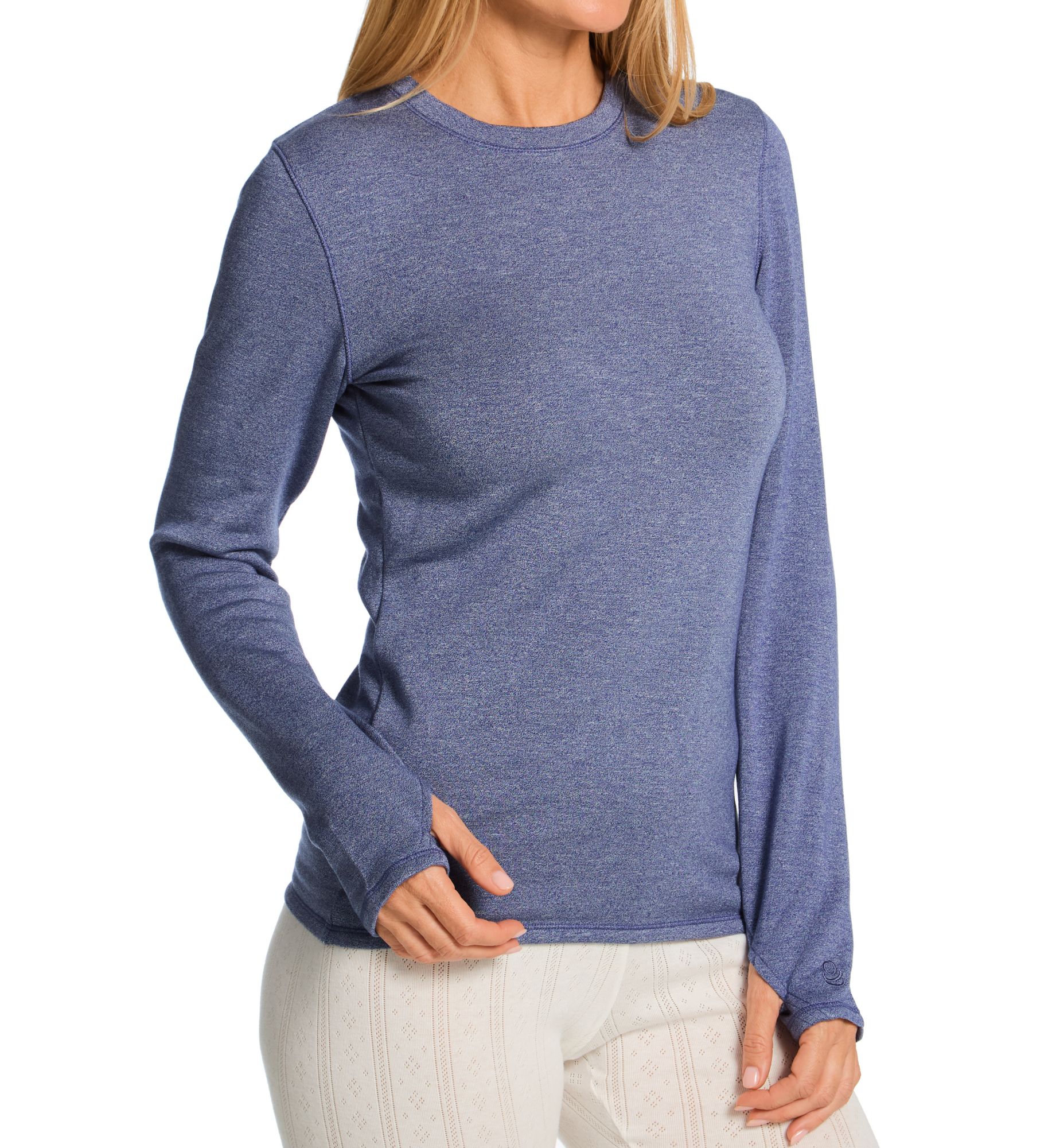 Cuddl Duds Women's Ultra Cozy Long Sleeve Crew Top in Twilight Blue Heather | Size: XL | HerRoom.com