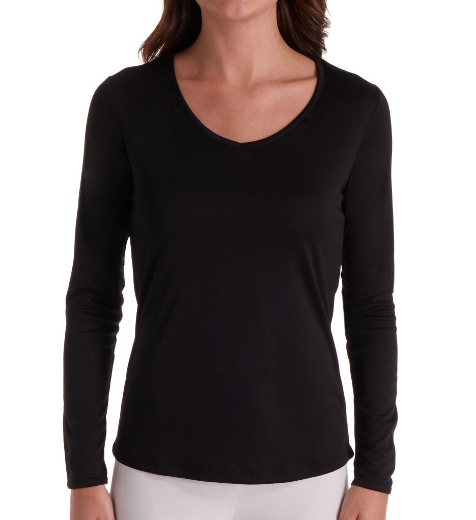 Climatesmart Long Sleeve V-Neck Shirt Black XL by Cuddl Duds