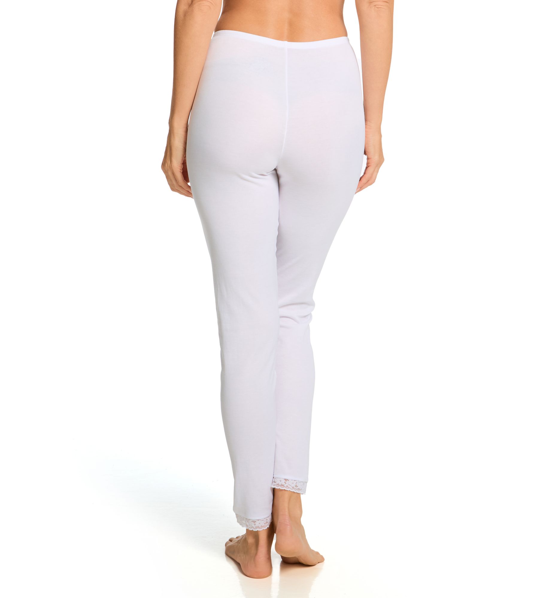 Cuddl Duds Softwear Lace Edge Legging White M  - Image 2